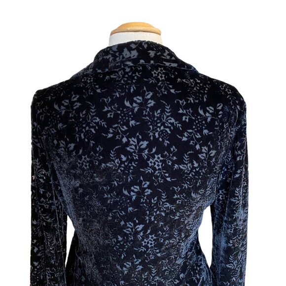 SilkLand Velvet Burnout Silk Wrap Top Floral Bell Sleeve Whimisgoth Dark Fairy-8 - Picture 12 of 15